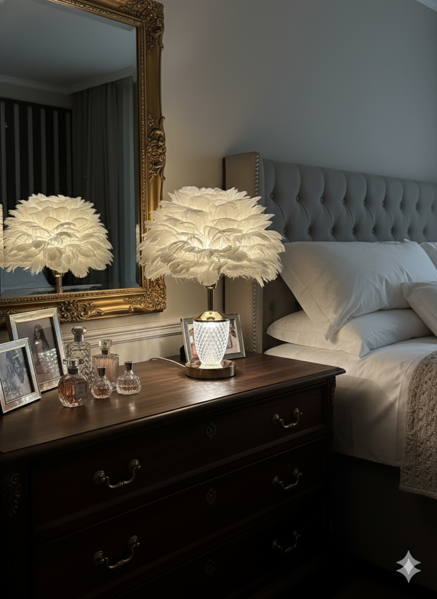Feather Crystal Table Lamp