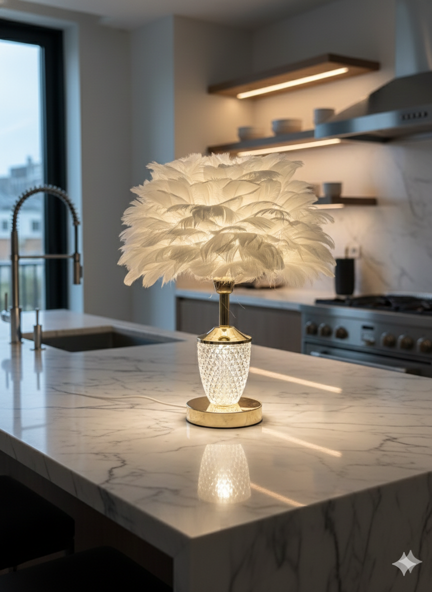 Feather Crystal Table Lamp