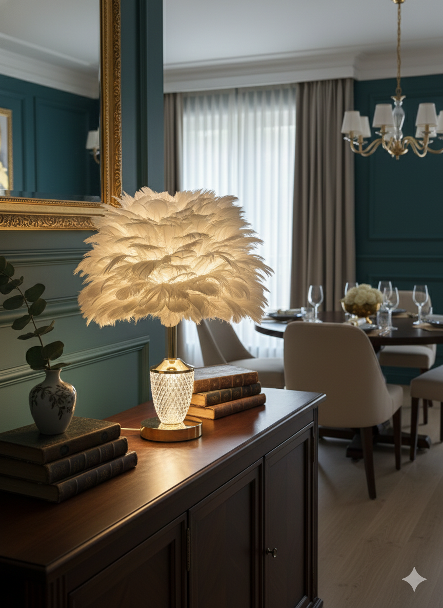 Feather Crystal Table Lamp