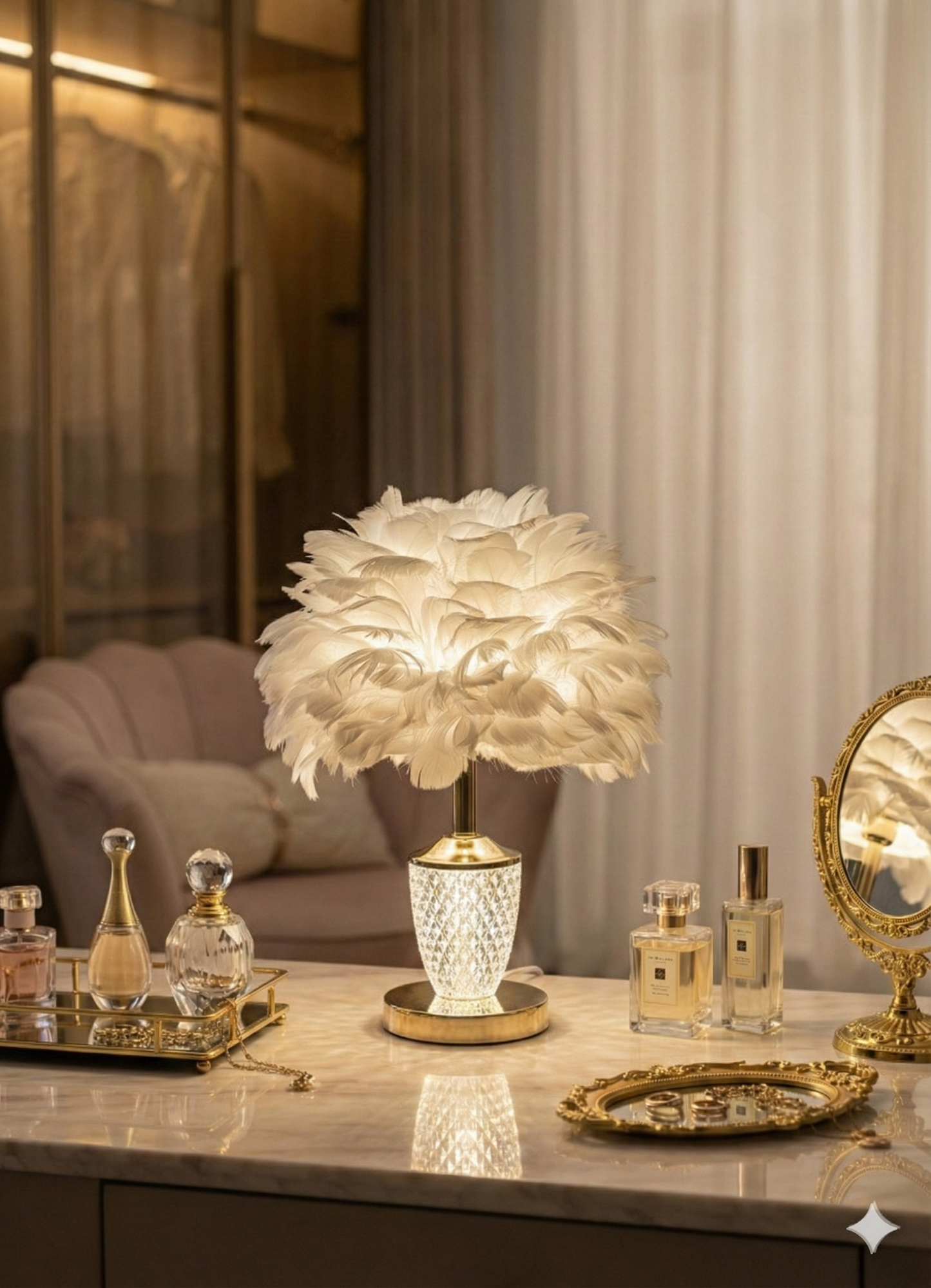 Feather Crystal Table Lamp