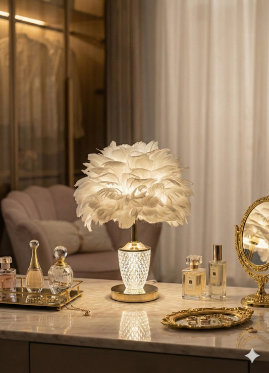Feather Crystal Table Lamp