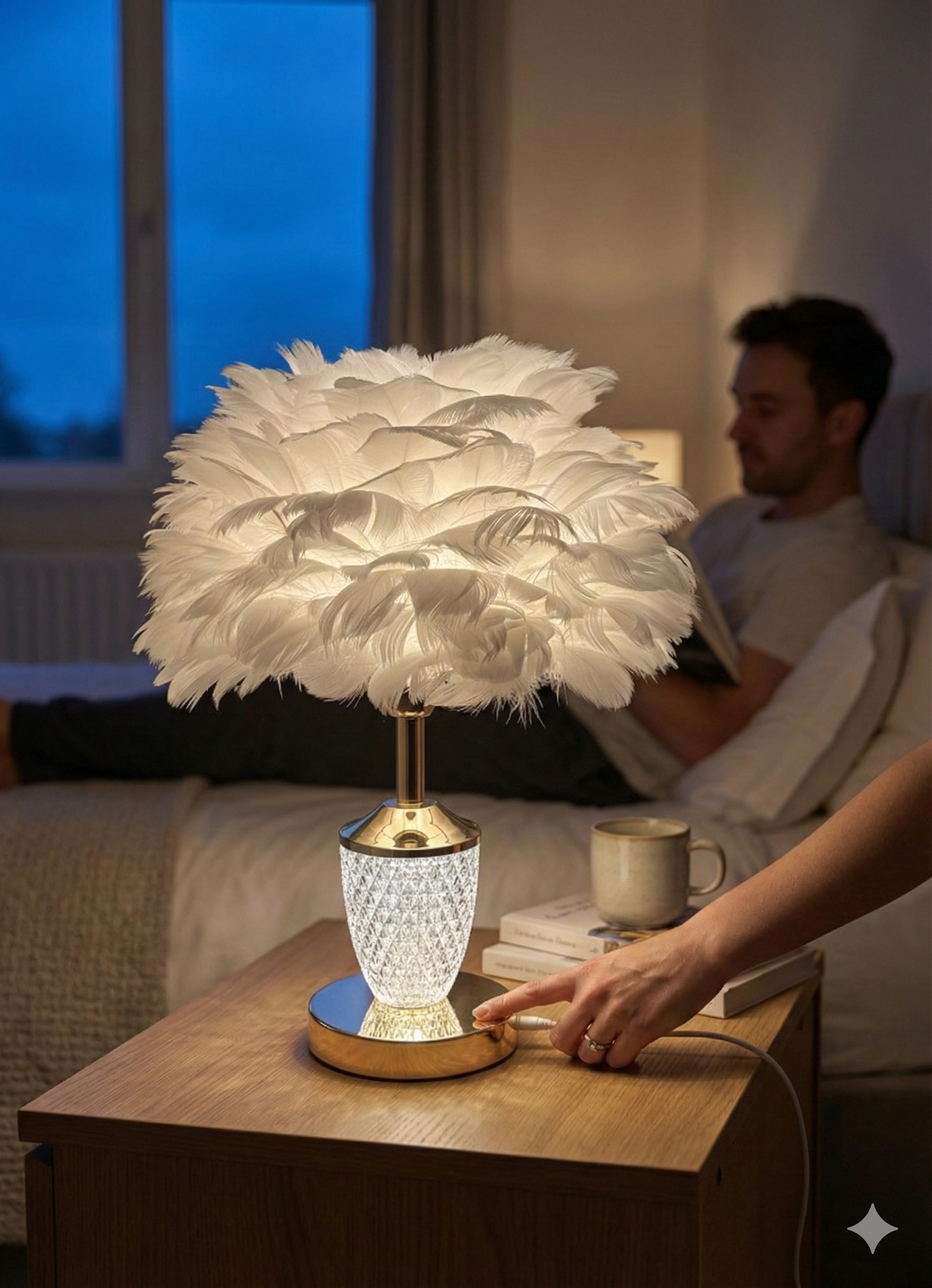 Feather Crystal Table Lamp