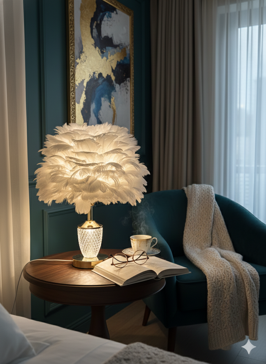 Feather Crystal Table Lamp