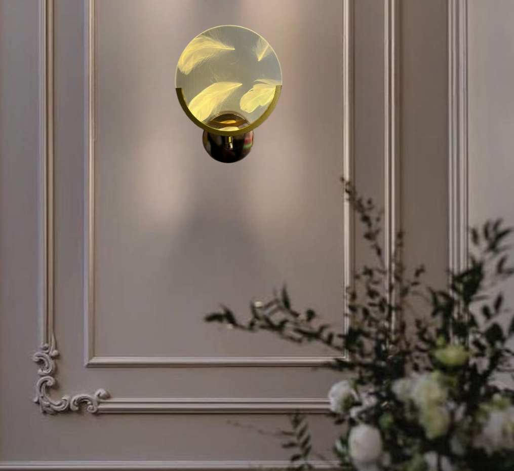 Wall light with Feather Pattern